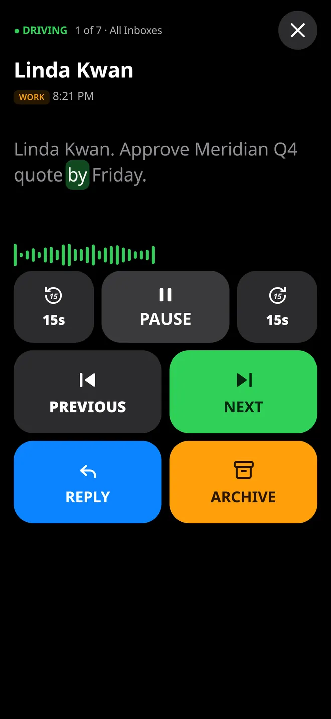 TingMail Drive Mode