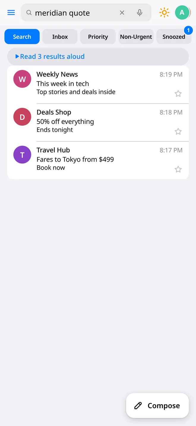 Voice search results